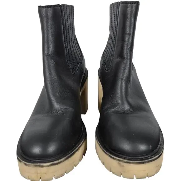 Dolce Vita Castor H2O Booties Womens 9 Waterproof Black Leather Lug Sole Chelsea - Picture 6 of 12